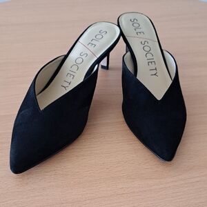 Sole Society Black Suede Mules